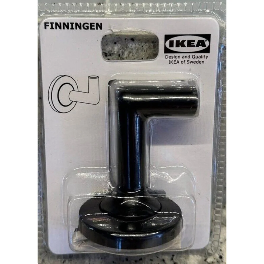 Ikea Finningen Black Robe Hook Bathroom Towel Coat Rack Minimalist Hanger New